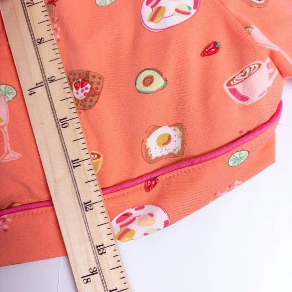 Joyspun Pajama Set Women XL Peach Brunch Food Print Short Sleeve Button Down - Picture 11 of 13